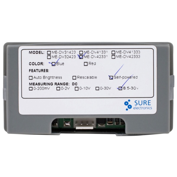 Main product image for Sure ME-DV42331 Blue LED 7-30 VDC Panel Meter 320-508
